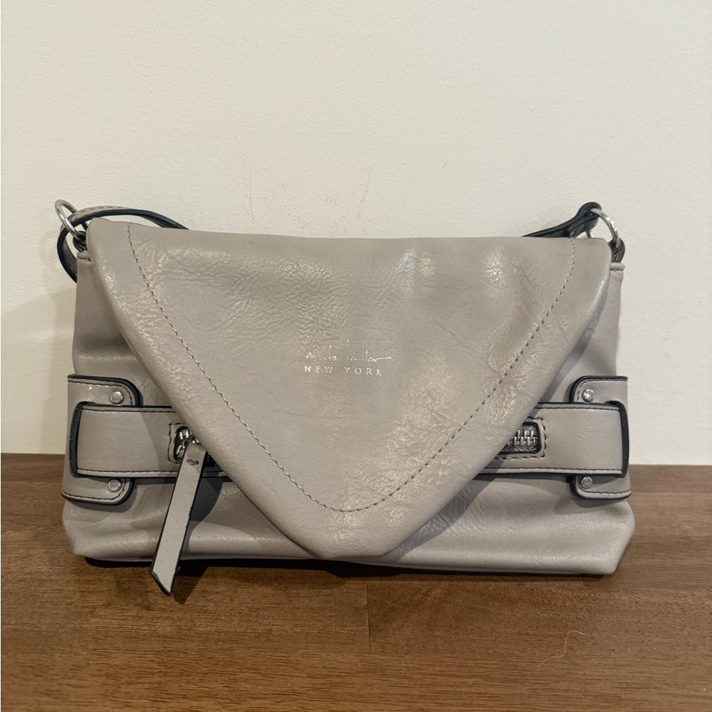 Nicole Miller Gray Leather Crossbody Bag with Adjustable Strap - Picture 7 of 7